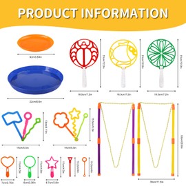Dncvb 24-Piece Giant Soap Bubbles Set for Children, Giant Soap Bubbles Set with Tray, Large Soap Bubbles Rod and Bubble Rings, Bubble Toy for Garden Toy Children Outdoor