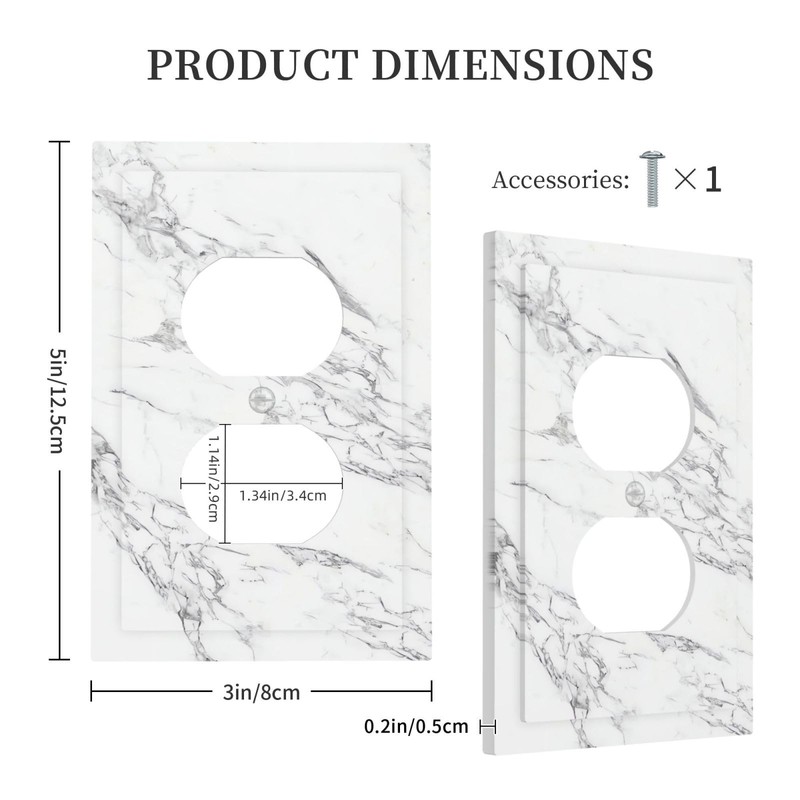 Duplex Receptacle Outlet Cover Wall Plate Covers White Gray Marble