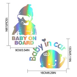 Pack of 3 Baby on Board Stickers, Reflective Car Sticker, UV Weatherproof, Waterproof, Hangover Night Reflection (Baby on Board/Baby in Car)