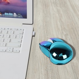 Samudgate 2.4G Wireless Mouse, Cute Rabbit Shape Bluetooth Mouse Small Optical Mice 1200DPI USB Mouse, Kawaii Computer Mouse for Small Hands Kids Women, Blue