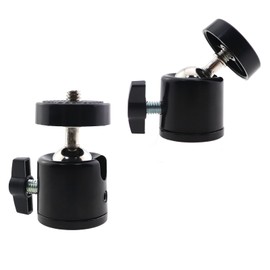 KKUANG 2PCS Mini 360 Degree Metal Ball Head Universal 1/4inch Swivel Ball Head Hot Shoe Universal Small Head for Camera Projector Flashlight Light Stand Tripods Fill Light Black