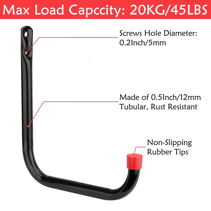 Moundnaik Garage Storage Hooks, Ladder Hooks, Heavy Duty Hooks, 17cm