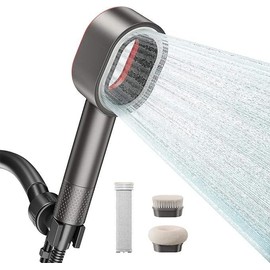 Handheld Showerhead with Charcoal Fiber Water Filter and Vitamin C Infusion | 392 Stainless Steel Holes | Universal Fit