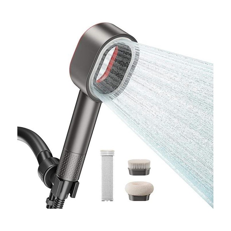 Handheld Showerhead with Charcoal Fiber Water Filter and Vitamin C