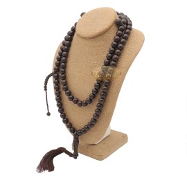 Handcrafted Tamarind Wood Tasbih - 12 mm Beads 99-ct Dark Brown Tassels Misbaha