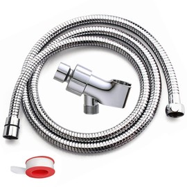 79 Inch Expandable Shower Hose Extra Long ，Bathing Toilet Cleaning, Adjustable Holder Mount and Stainless Steel Shower Hose for Handheld Shower Head, shower hose and holder, Chrome