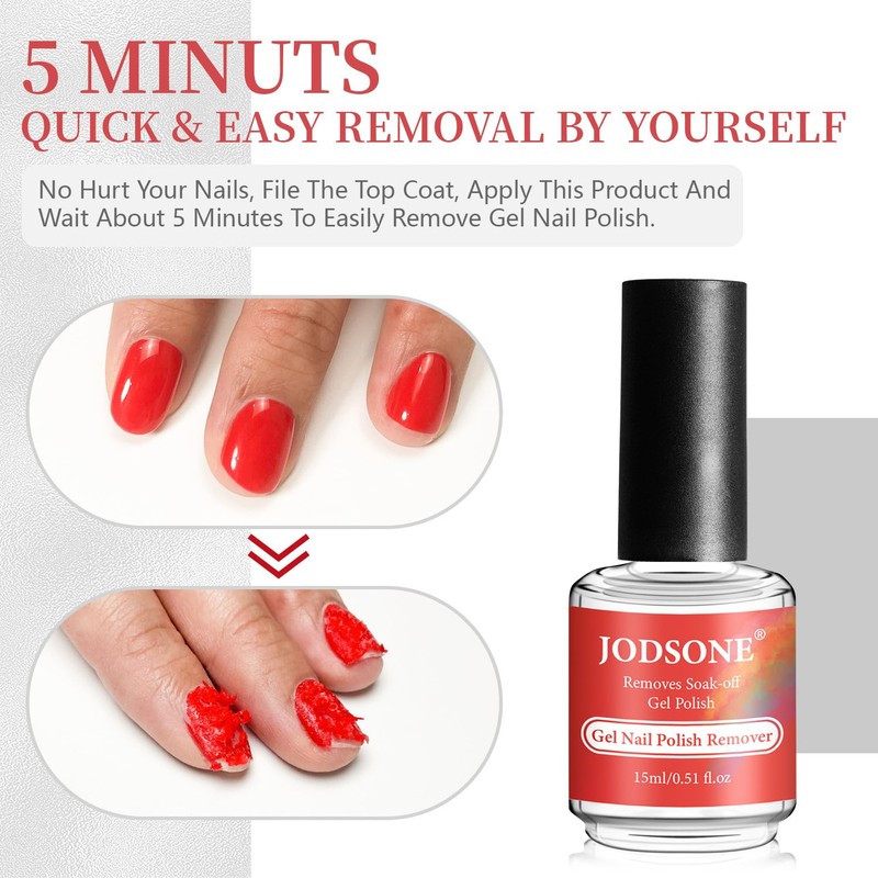 JODSONE Gel Nail Remover Quick Gel Nail Polish Remover, 3-5