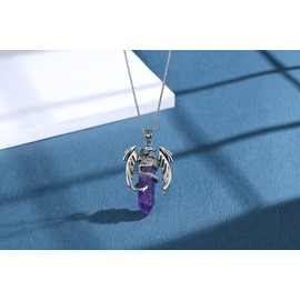 MAIBAOTA Dragon Pendant Necklaces for Men Women Lapis Lazuli Stone Pointed Necklace Natural Healing Crystal Stones Reiki Quartz Gemstone Jewelry