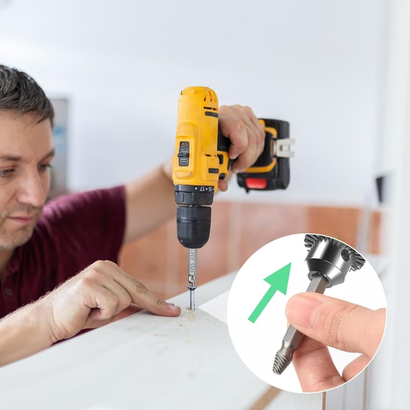Set of 4 Damaged Screw Extractor Set, Screw Remover and
