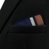 S&W SHLAX&WING Men's Striped Pocket Square, Navy Blue, White, Brown,