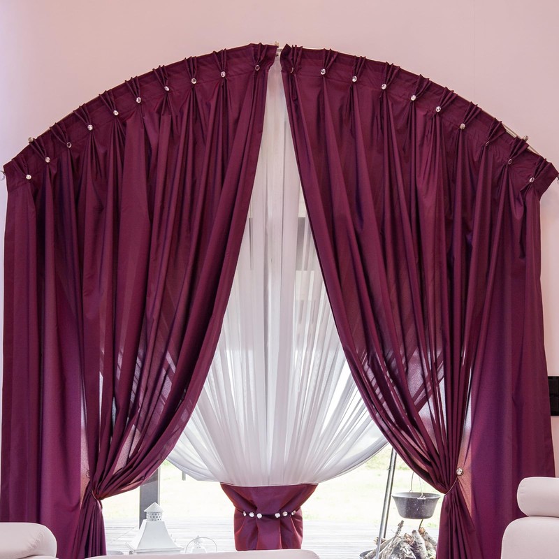 Geelin Arched Curtain Rod for Curved Windows, Extends from 24"