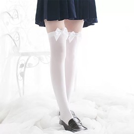 SHUCLASS Women's Knee High Socks, Over-the-Knee Socks, Anti-Slip, Compression Socks, For Cosplay and Uniforms, Knee High, Black Long Socks, Length 21.7 inches (55 cm), 2 Colors