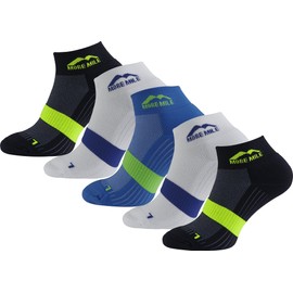 More Mile Preventer 5 Pack Mens Running Socks Double Layer Anti Blister Cushioned Anklet