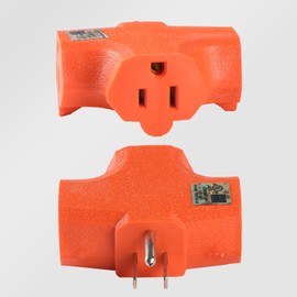 Aniai 3 Outlet Adapter 3 Way Outlet Splitter - 3 T-Shaped Adapter Outdoor Power Splitter Grounded Wall Tap Adapter Heavy Duty (3, Orange), Lighting Apparatus