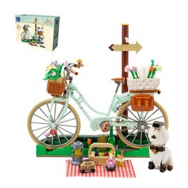 PANTASY Vintage Flower Bicycle Building Set with Spring Picnic Scene