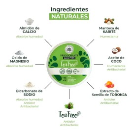 Desodorante de Pies con Aceite de Tea Tree |Neutraliza el Mal Olor y Abosorbe Humedad |Protección Natural| SIN Parabenos, Aluminio, Talco|Perfecto par