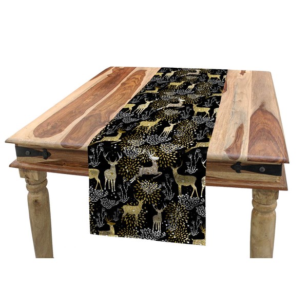 ABAKUHAUS Christmas Table Runner, Oriental Deer, Dining Room, Kitchen, Rectangular
