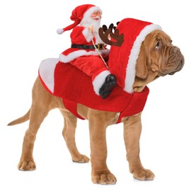 RANYPET Dog Santa Claus Riding Christmas Costume, Premium Pet Clothes Christmas Riding Outfit for Small Large Dogs Cats Clothing Christmas Party Dress Clothes S