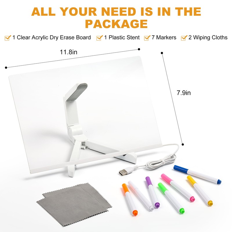 LED Note Board with 7 Colors, 12"x8" Lumiboard Led Drawing