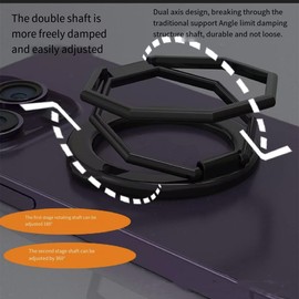 Phone Ring Holder Finger Kickstand, 360° Rotation Cell Phone Ring Stand for Desk, Metal Phone Multi-Angle Back Grip for Magnetic Car Mount, Foldable Cell Phone Stand Compatible with Most Smartphones