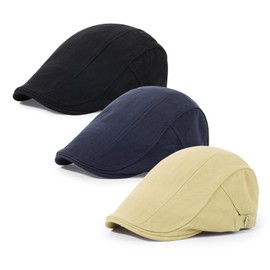 Geyanuo 3Pcs Newsboy Cap for Men Classic Adjustable Flat Cap Ivy Gatsby Driving Cabbie Hat