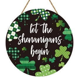 St Patricks Day Wreath St Patricks Day Door Decorations Shamrock Wreath Hanging Decor Wooden Front Door Hanger for Wall Indoor Home Decor