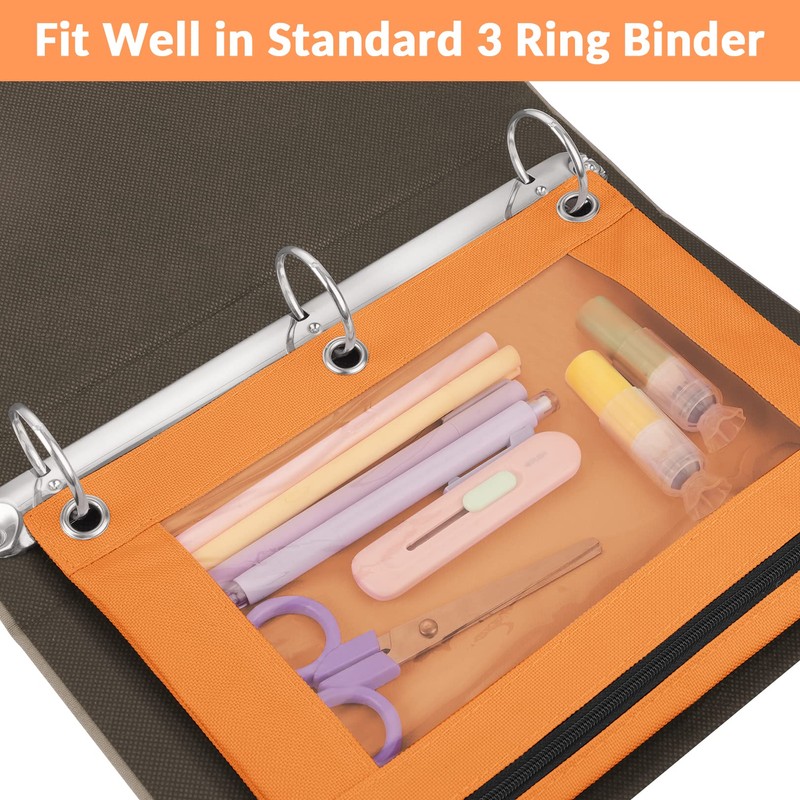 Sooez Pencil Pouch for 3 Ring Binder, 2 Pack Binder