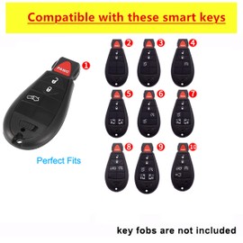 QIXIUBIA for Jeep Key Fob Cover Key Fob Shell with Keychain Fit for for 2008-2018 Dodge Ram Durango Challenger Jeep Chrysler (for Chrysler A, Black)