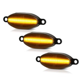 [Amber LED & Smoked Lens] For 2010-2014 Ford F150 SVT Raptor Pickup Truck VIPMOTOZ LED Strip Front Grille Marker Light Parking DRL Running Lamp Replacement, 3-Pieces