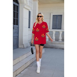 Cinco De Mayo Shirts Women Oversized Mexican Fiesta Party Tee Sombrero T-Shirt Casual Festival Tops Red