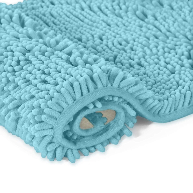 LuxUrux Bath Mat-Extra-Soft Plush Bath Shower Bathroom Rug, 1'' Chenille