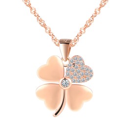MICYUMI Women's 925 Sterling Silver Necklace Cubic Zirconia 4 Leaves Clover Design Pendant with Chain, Rose Gold, Silver