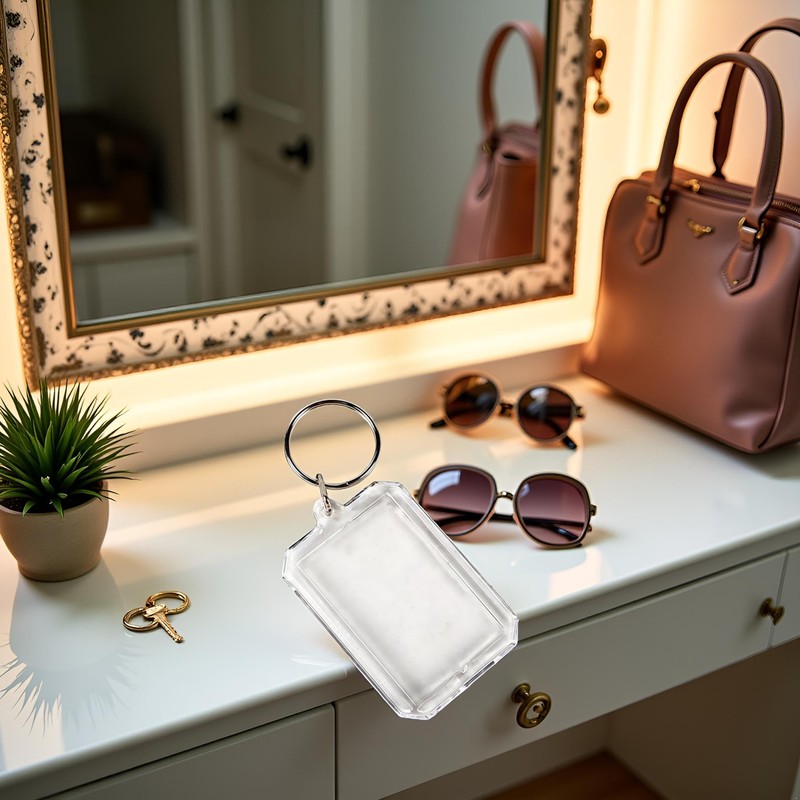 WaigN Transparent Acrylic Keychain Frame - Double-Sided Photo Insert Keyring,