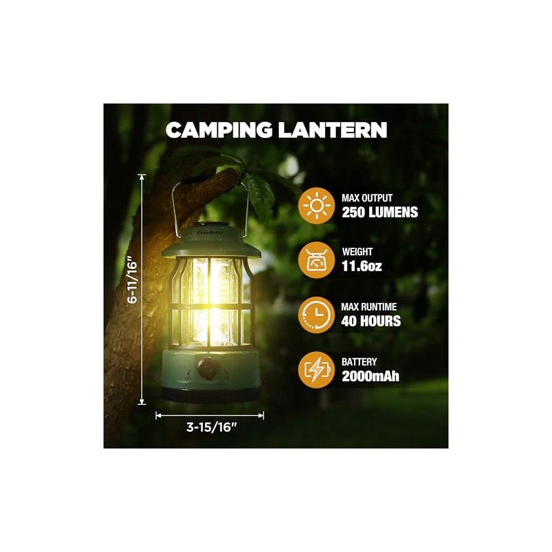 EverBrite USB C Rechargeable Camping Lantern with Dimming