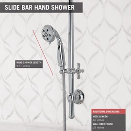 Delta Faucet 3-Spray H2Okinetic Slide Bar Hand Held Shower with Hose, Chrome 51308
