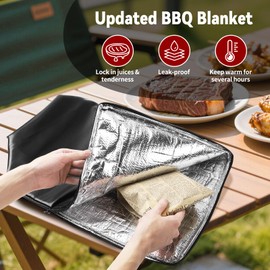 BBQ Blanket for Resting Meat: Anniversary/Birthday Gift/Christmas Stocking Stuffers for Men/Husband/Dad - Reusable Bag for Smoker & Grilling Accessories - Wide Mouth for Large Briskets/Turkeys