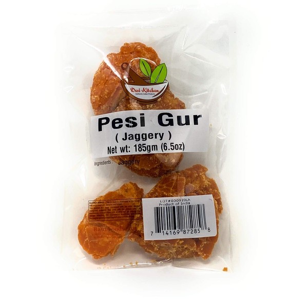 Desi Kitchen Pesi Gur (Jaggery) Todo Natural | Vegano | 185 g (6.4 oz) por Rani Foods Inc