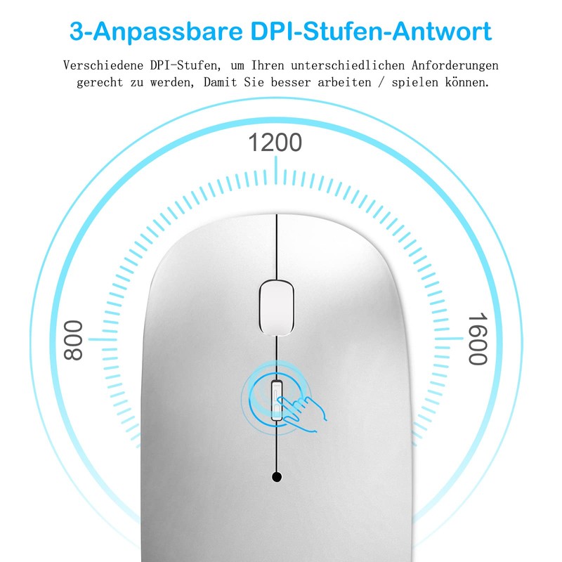 QYFP Bluetooth Maus, Wiederaufladbare Leichte Kabellose Maus Kompatibel mit MacBook
