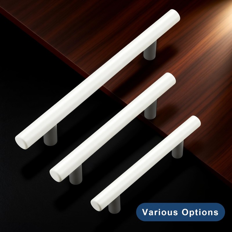 Knobonly 30 Pack 5 Inch Hole Center White Cabinet Handles,Kithchen