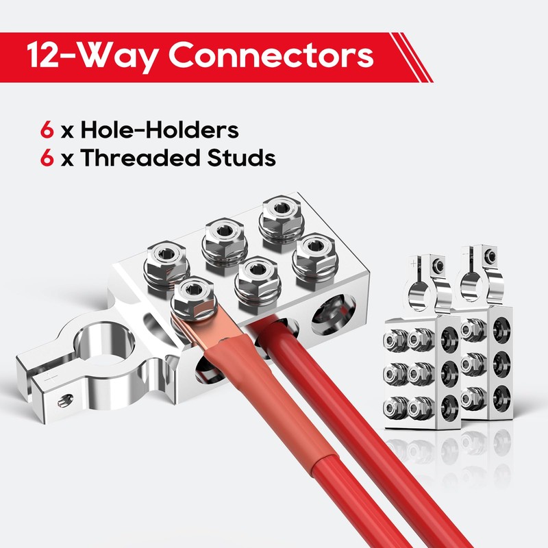 TOPDC 12-Way Battery Terminal Connector for Lead Acid, 8AWG up