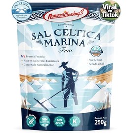 Sal Céltica Marina Fina de Bretaña, Francia | Nature's Blessings | 82 Minerales Esenciales, Sin Refinar, Secada al Sol, 250g