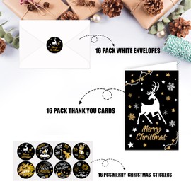 VEYLIN Christmas Cards Pack of 16| Xmas Cards Seasonal Greeting Cards Christmas Card Multipack|Eco Friendly Cards & Envelopes