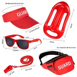 ZIZWO 5 PCS Guard Costume Set Lifeguard Accessories Include Guard Hat Inflatable Float Sunglasses Guard Fanny Pack Whistle with Lanyard for Adult Kids Beach Party Dress Up
