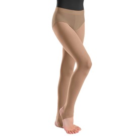 Child Stirrup Tights, 85% Nylon/15% Spandex - TS77 (US, Alpha, Medium, Large, Caramel)
