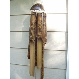 Fireburnt Swirl Large Tubes Half Coconut Top Bamboo Wind Chimes