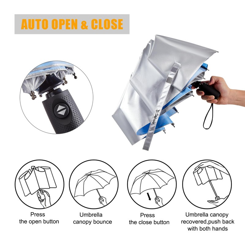 G4Free 42/46 Inch Travel Folding Umbrella Windproof Compact UPF 50+