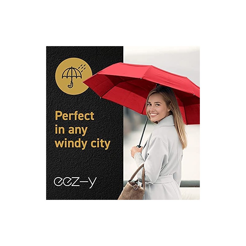 EEZ-Y Travel Umbrellas for Rain - Wind Resistant w/Open Close