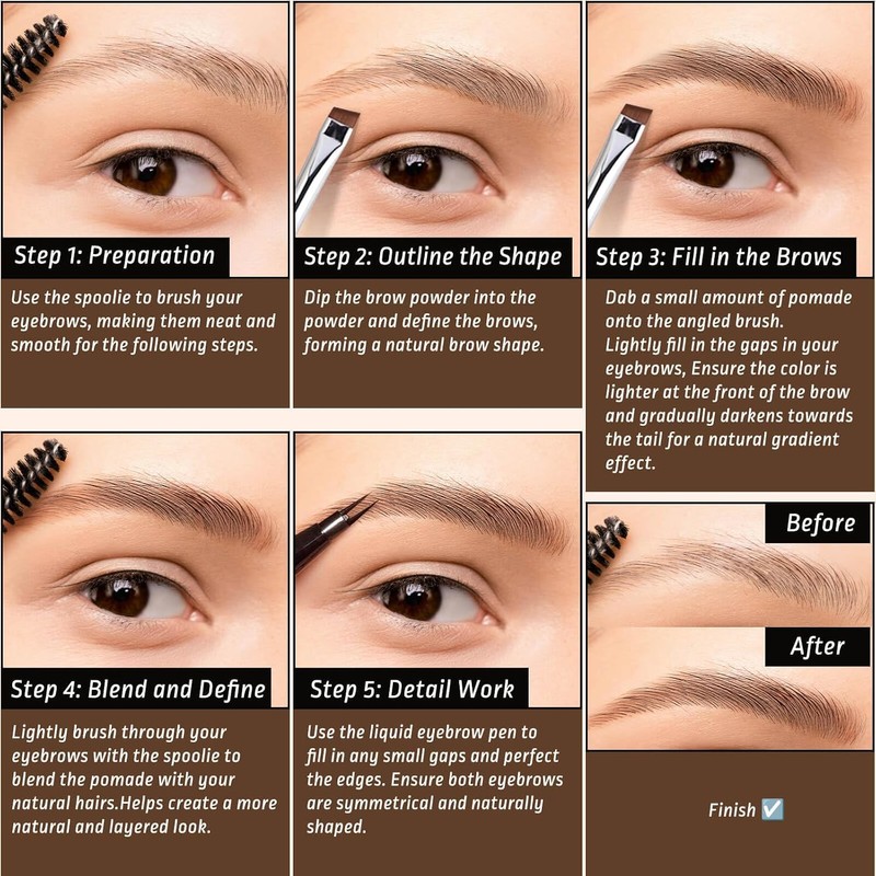 Sello De Pomada Para Cejas, Lápiz Líquido Para Cejas Con