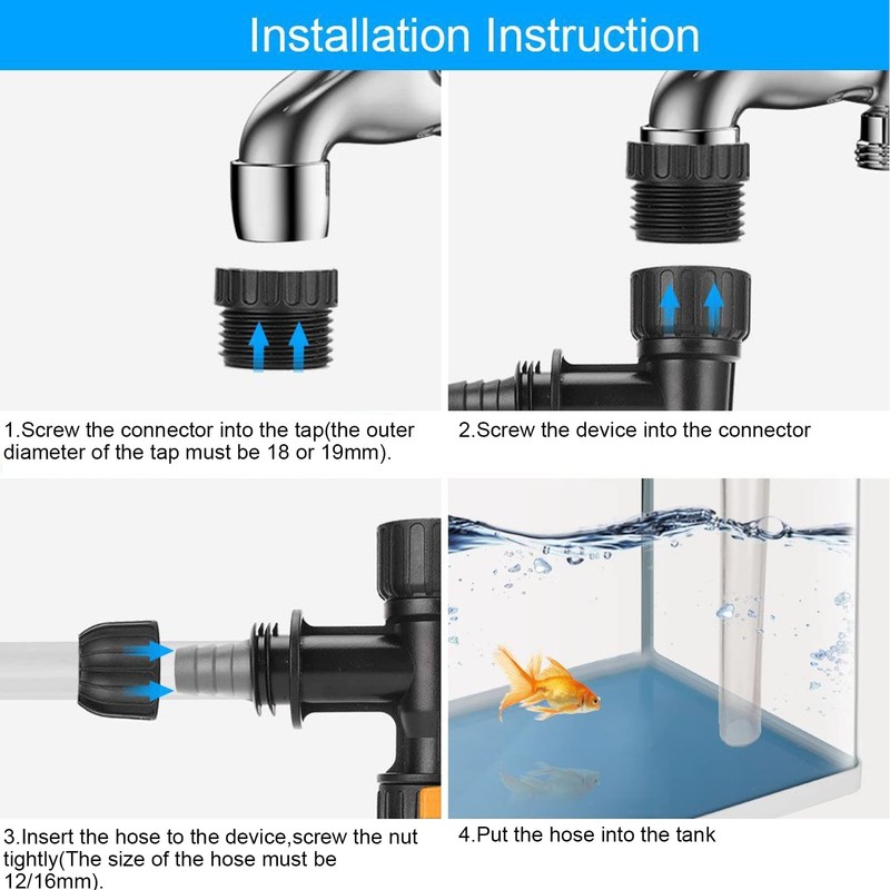 Bucketless Water Changer Aquarium FishWater Changer with 2 Faucet Adapters