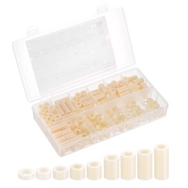 PATIKIL M6 Nylon Spacer Set, 180Pcs Non-Threaded ABS Round Spacer Standoff Assortment Electrical Outlet Spacers for PCB Motherboard, Circuit Board, Switch and Receptacle, White
